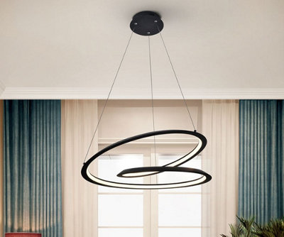 Luminosa Lighting Luminosa Looping Modern Designer Led Ring Swirl Pendant Light Matt Black1800Lm3000KUk Stock from B&Q