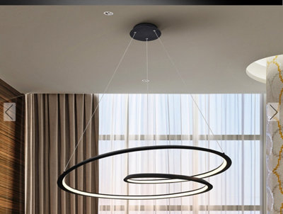 Luminosa Lighting Luminosa Looping Modern Designer Led Ring Swirl Pendant Light Matt Black2700Lm3000KUk Stock from B&Q