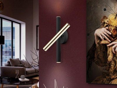 Luminosa Lighting Luminosa Varas Integrated Led Wall LightGlossy GoldMatt BlackUk Stock from B&Q