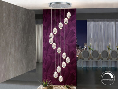 Luminosa Lighting Luminosa Rocao Dimmable 14 Light Integrated Led Light Pendant Light Cluster DropChromeBluetooth ControlUk Stock from B&Q