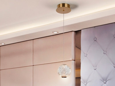 Luminosa Lighting Luminosa Austral Modern Spherical Carved Crystal Led Pendant Ceiling Light272Lm3200KUk Stock from B&Q