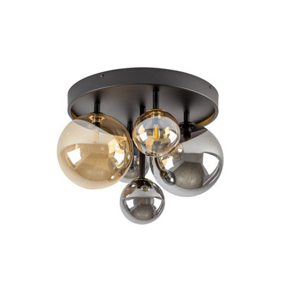Luminosa Lighting Luminosa Dark 5 Light Globe Ceiling Light BlackBrass2-Tone CrystalG9Uk Stock from B&Q