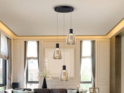 Luminosa Lighting Luminosa Carisa Cluster Pendant Ceiling 3 Light Black Led 3000KUk Stock from B&Q