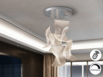 Luminosa Lighting Luminosa Velos Cluster Pendant Ceiling 5 Light Chrome Led 3000K Dimmable Remote ControlUk Stock from B&Q