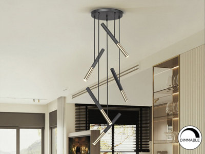 Luminosa Lighting Luminosa Edna Cluster Pendant Ceiling 5 Light BlackGold Led 3000KUk Stock from B&Q