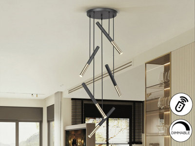 Luminosa Lighting Luminosa Edna Cluster Pendant Ceiling 5 Light BlackGold Led 3000K DimmableUk Stock from B&Q