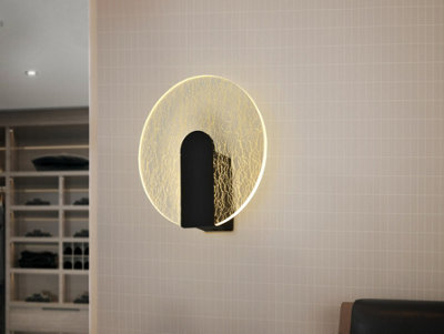 Luminosa Lighting Luminosa Auris Integrated Led Wall Lamp Black 3000KUk Stock from B&Q
