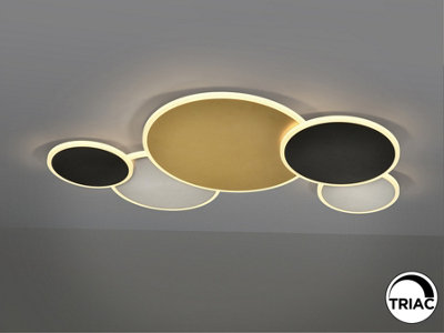 Luminosa Lighting Luminosa Umbra 5 Ring Integrated Led Semi Flush Ceiling Light GoldBlackWhite 3000KUk Stock from B&Q