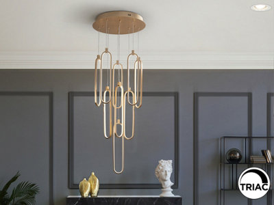 Luminosa Lighting Luminosa Colette Cluster Pendant Ceiling 9 Light Rose Gold Led 3000KUk Stock from B&Q