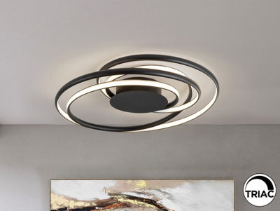 Luminosa Lighting Luminosa Danza Integrated Led Semi Flush Ceiling Light Black 3000KUk Stock from B&Q
