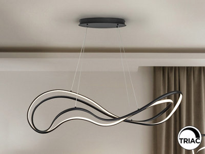 Luminosa Lighting Luminosa Danza Bar Pendant Ceiling Light Black Led 3000KUk Stock from B&Q