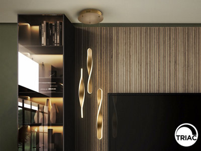 Luminosa Lighting Luminosa Twist Cluster Pendant Ceiling 3 Light Gold Led 3000KUk Stock from B&Q
