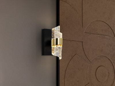 Luminosa Lighting Luminosa Iliada Integrated Led Wall Lamp BlackGold 3000KUk Stock from B&Q