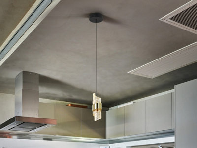 Luminosa Lighting Luminosa Iliada Slim Pendant Ceiling Light BlackGold Led 3000KUk Stock from B&Q