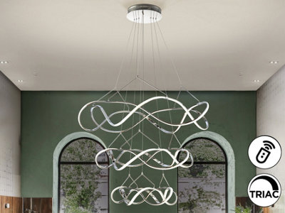 Luminosa Lighting Luminosa Molly Pendant Ceiling Light Chrome Led 3000K DimmableUk Stock from B&Q