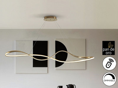 Luminosa Lighting Luminosa Lia Bar Pendant Ceiling Light Gold Leaf Led 2700-5000K Remote ControlUk Stock