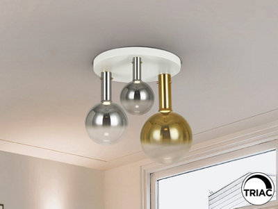Luminosa Lighting Luminosa Matices Shade Cluster Ceiling 3 Light WhiteSmokeGold Led 3000KUk Stock from B&Q