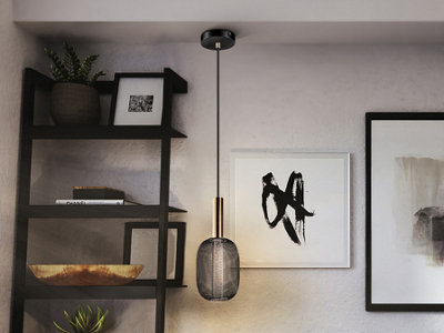 Luminosa Lighting Luminosa Micrón Slim Pendant Ceiling Light GoldBlack Led 3000KUk Stock from B&Q