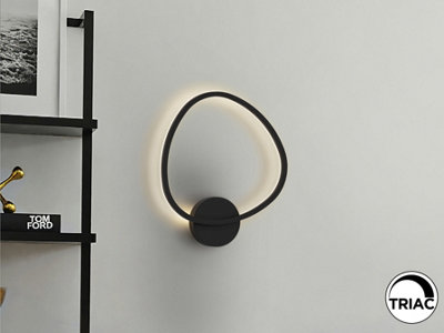 Luminosa Lighting Luminosa Opalis Integrated Led Wall Lamp Black 3000KUk Stock from B&Q