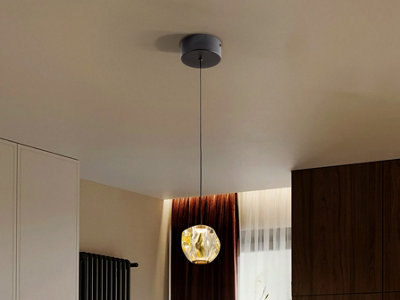 Luminosa Lighting Luminosa Zaria Slim Pendant Ceiling Light BlackBronzeAmber Led 3000KUk Stock from B&Q