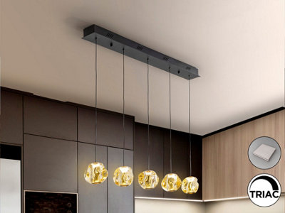 Luminosa Lighting Luminosa Zaria Bar Pendant Ceiling Light BlackBronzeAmber Led 3000K DimmableUk Stock from B&Q
