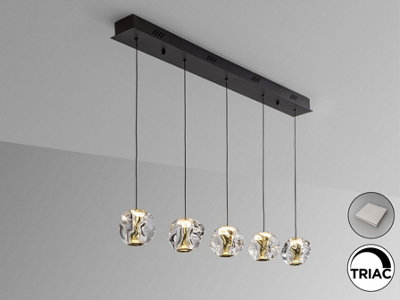 Luminosa Lighting Luminosa Zaria Bar Pendant Ceiling Light BlackGoldClear Led 3000K DimmableUk Stock from B&Q