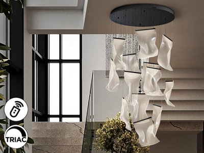 Luminosa Lighting Luminosa Velos Cluster Pendant Ceiling 13 Light Matt Black Led 3000K DimmableUk Stock from B&Q