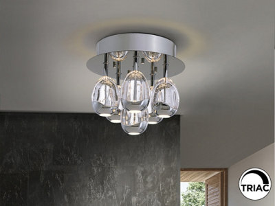 Luminosa Lighting Luminosa Rocio Shade Cluster Ceiling 6 Light Chrome Led 3000K DimmableUk Stock from B&Q