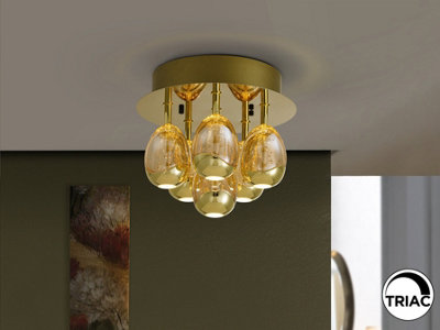 Luminosa Lighting Luminosa Rocio Shade Cluster Ceiling 6 Light Gold Led 3000K DimmableUk Stock from B&Q