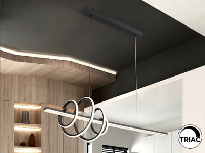 Luminosa Lighting Luminosa Tornado Bar Pendant Ceiling Light Black Led 3000KUk Stock from B&Q
