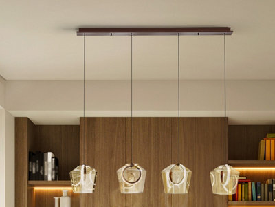 Luminosa Lighting Luminosa Ingrid Bar Pendant Ceiling 4 Light Champagne Led 3000KUk Stock from B&Q