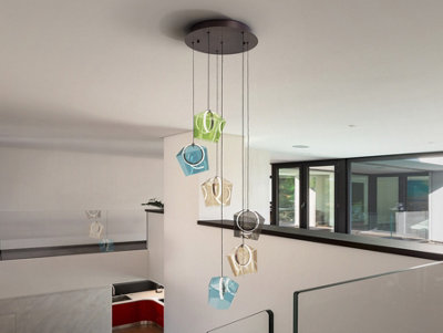 Luminosa Lighting Luminosa Ingrid Cluster Pendant Ceiling 6 Light Multi Colour Led 3000KUk Stock from B&Q