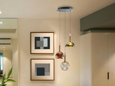Luminosa Lighting Luminosa Charlize Cluster Pendant Ceiling 3 Light Multi Colour Led 3000KUk Stock from B&Q