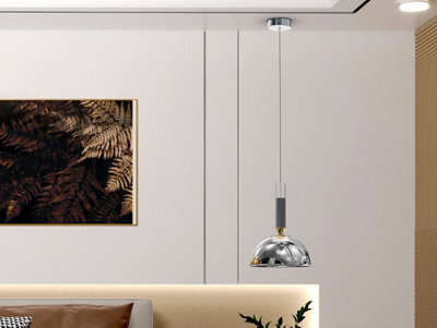 Luminosa Lighting Luminosa Charlize Dome Pendant Ceiling Light Silver Led 3000KUk Stock from B&Q