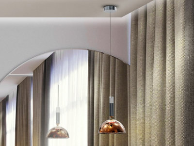 Luminosa Lighting Luminosa Charlize Dome Pendant Ceiling Light Bronze Led 3000KUk Stock from B&Q