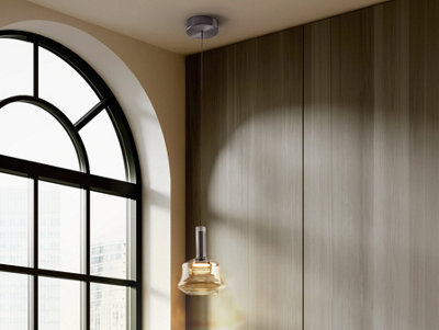 Luminosa Lighting Luminosa Scarlett Slim Pendant Ceiling Light Amber Led 3000KUk Stock from B&Q