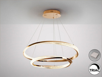 Luminosa Lighting Luminosa Orbitas Twin Ring Pendant Ceiling Light Gold Led 3000KUk Stock from B&Q