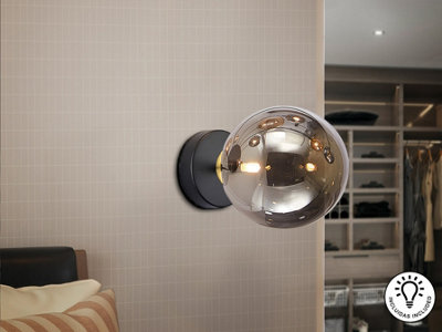 Luminosa Lighting Luminosa Dark Globe Wall Lights Black 1Xg9 400LmUk Stock from B&Q