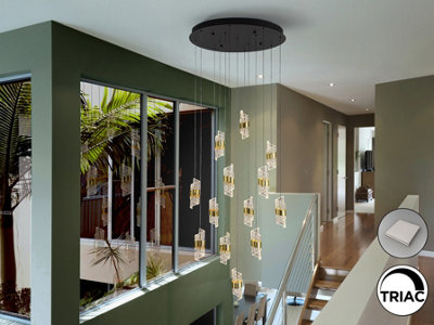 Luminosa Lighting Luminosa Iliada Cluster Pendant Ceiling 13 Light BlackGold Led 3000KUk Stock from B&Q