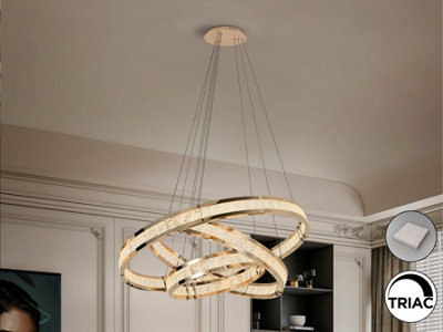 Luminosa Lighting Luminosa Lorian Triple Ring Pendant Ceiling Light Gold Led 3000KUk Stock from B&Q