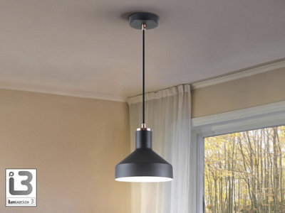 Luminosa Lighting Luminosa Irias Dome Pendant Ceiling Light BlackCopper 1Xe27Uk Stock from B&Q