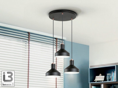 Luminosa Lighting Luminosa Irias Cluster Pendant Ceiling Light BlackCopper 3Xe27Uk Stock from B&Q