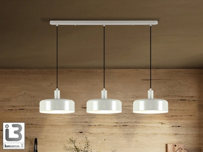 Luminosa Lighting Luminosa Alessia Bar Pendant Ceiling Light Matt Pearl 3Xe27Uk Stock from B&Q