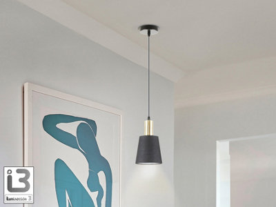 Luminosa Lighting Luminosa Gisela Dome Pendant Ceiling Light BlackBrass 1Xe27Uk Stock from B&Q