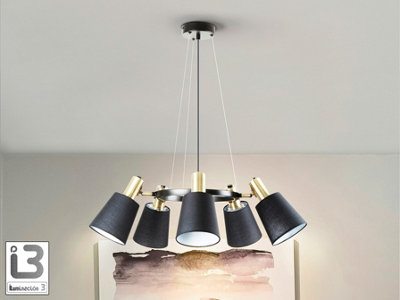 Luminosa Lighting Luminosa Gisela Multi Arm Pendant Ceiling Light BlackBrass 5Xe27Uk Stock from B&Q