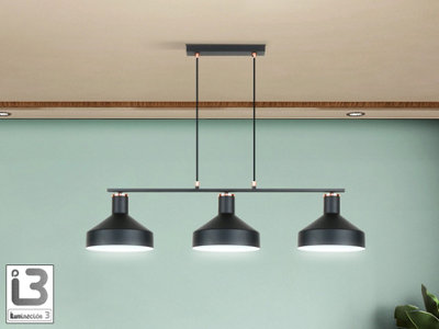 Luminosa Lighting Luminosa Irias Bar Pendant Ceiling Light BlackCopper 3Xe27Uk Stock from B&Q