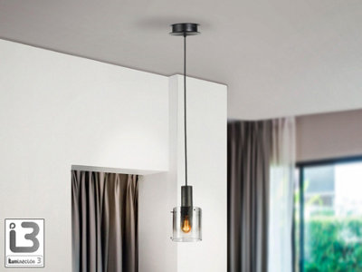 Luminosa Lighting Luminosa Venize Slim Pendant Ceiling Light BlackSmoke 1Xe27Uk Stock from B&Q