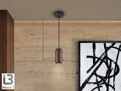 Luminosa Lighting Luminosa Nimes Slim Pendant Ceiling Light BlackBrown 1Xgu10Uk Stock from B&Q