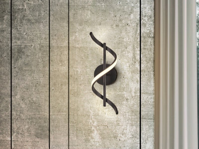 Luminosa Lighting Luminosa Boa Integrated Led Wall Lamp Black 3000KUk Stock from B&Q