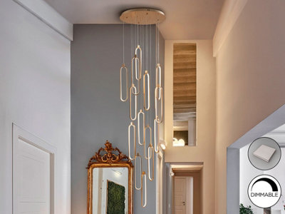 Luminosa Lighting Luminosa Colette Cluster Pendant Ceiling 14 Light Rose Gold Led 3000K DimmableMax 5M DropUk Stock from B&Q